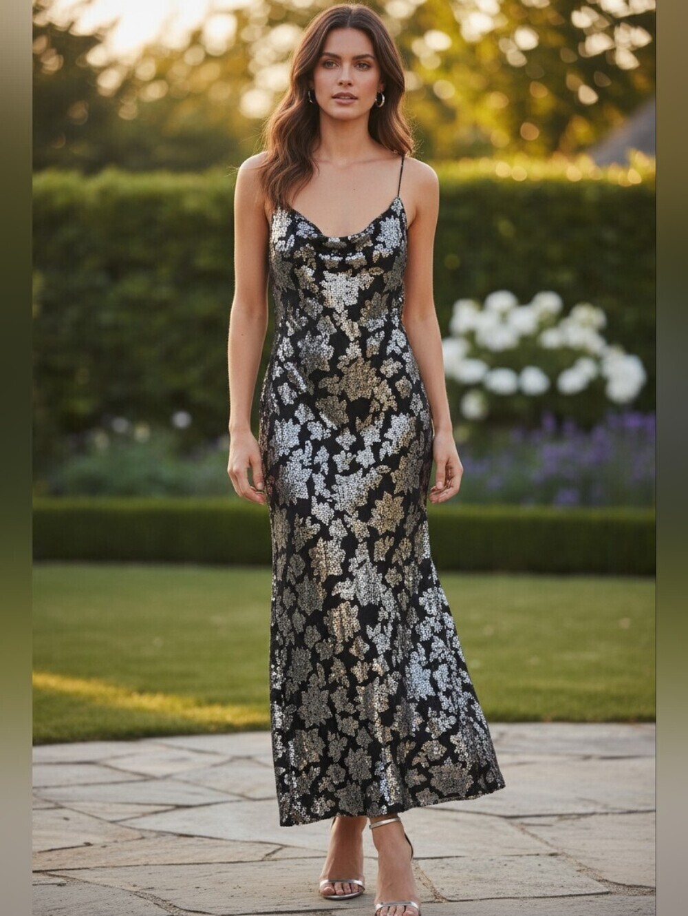 Club Monaco Silver and Gray Slip  Dress